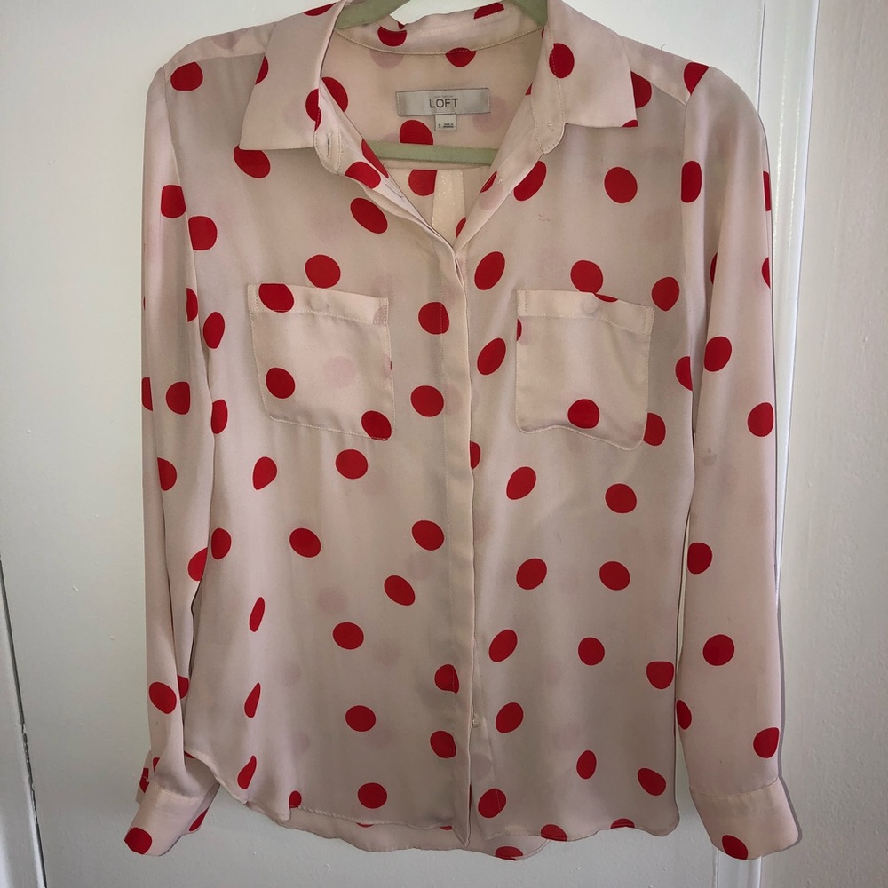 LOFT polka dot blouse Size small